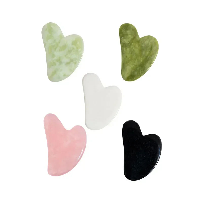 5-Color Option Heart-Shaped Gua Sha Board Facial Massager Scraping Massager Black White Green Blue