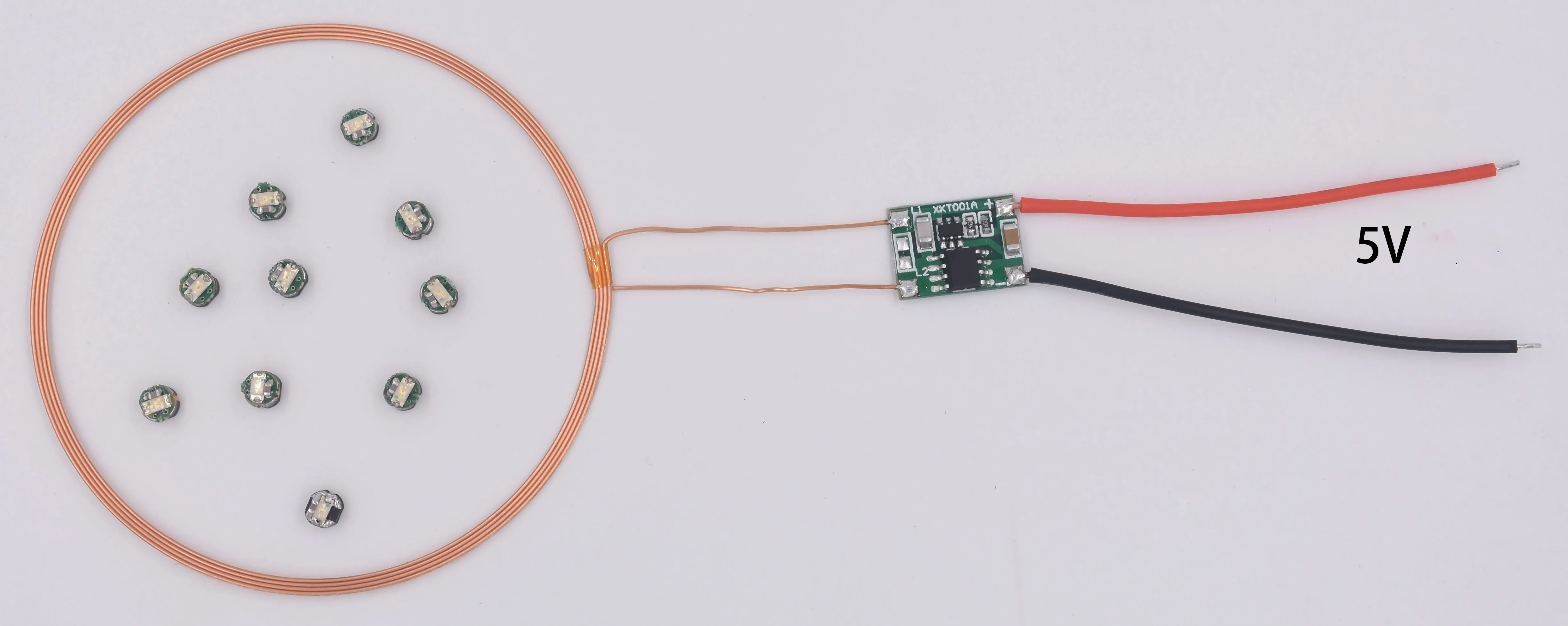 Taidacent-bobina Led sem Fio e Indução Indutiva Módulo de Carregamento Bobina Mais 10 Leds Mistos 5v Remoto 80 mm - Image 3