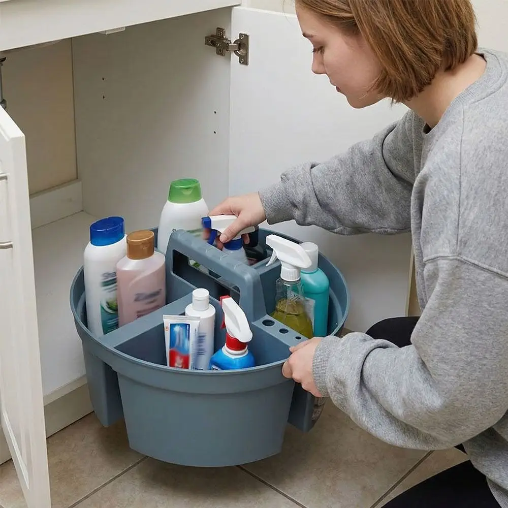 플라스틱 소재 분할형 상자 4칸 두꺼운 디자인 도구 상자 다중 칸막이 휴대용 원형 부품 상자