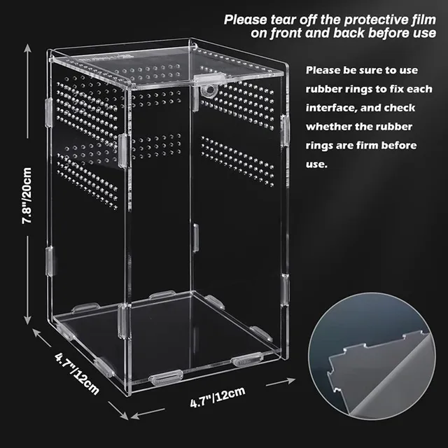 Acrylic Transparent Reptile Terrarium Habitat Breeding Box Reptiles Cage Nano Arboreal Tarantula Enclosure Dearded Dragon Supply 3
