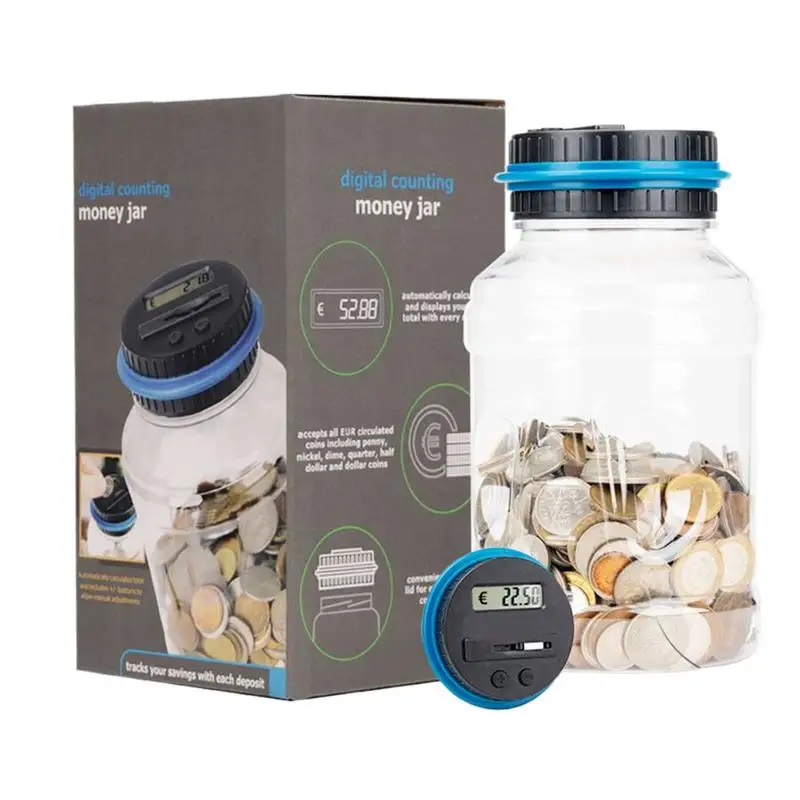 Intelligent Counting Coin Bank Bucket Coin Storage Storage Box Pound Dollar Euro Counter Gift Digital LED Display