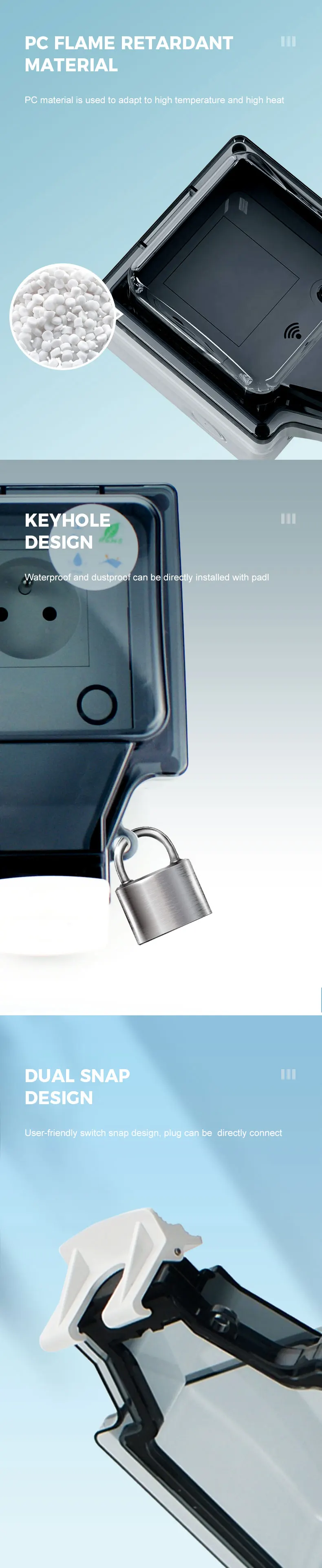 Description Picture 4 of itemAvoir Tuya Smart IP66 Waterproof Socket Wifi Control French Standard Outdoor Dustproof Power Outlets Work With Alexa Google Home