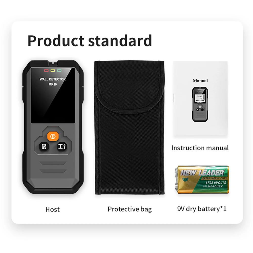 MK10 Multi-functional Metal Wood Detection Function Wall Detector Maka Stud Finder for AC Metal Wood Detect Ceilings Floors Find 4