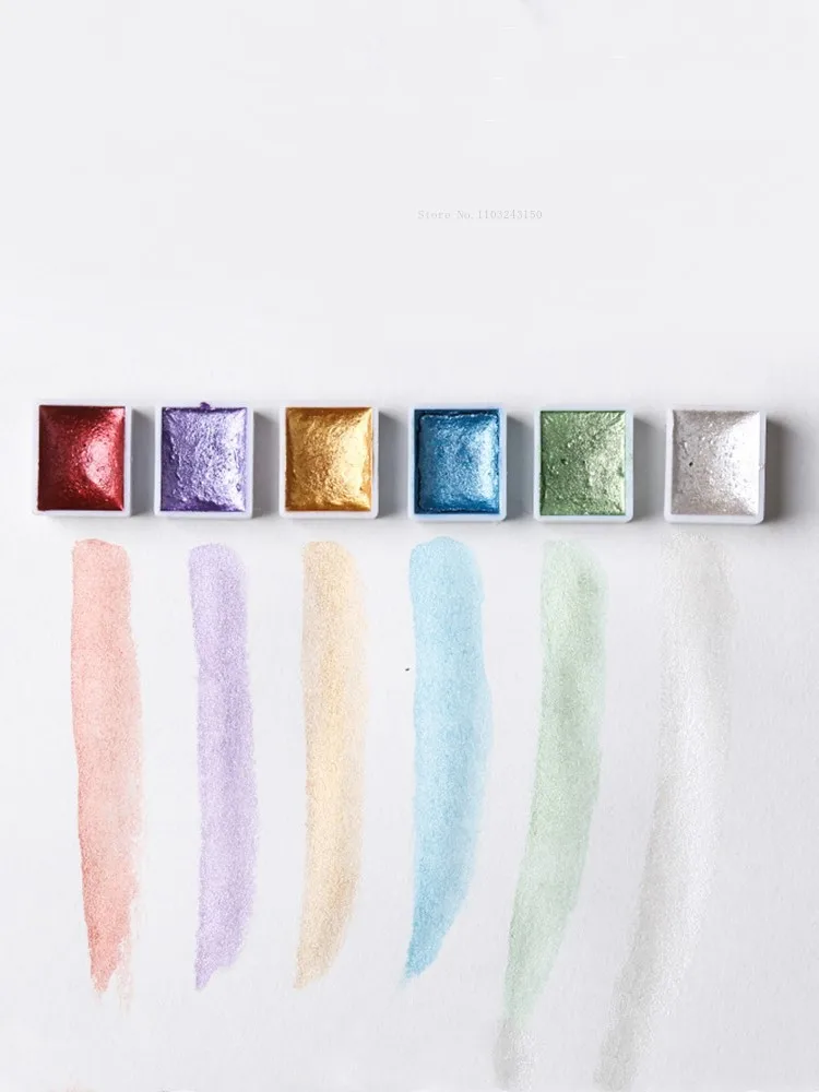 금속 진주 빛 단색 수채화 세트, 고농축 안료, 휴대용 야외 스케치 아트 페인팅 용품, 24 색, 36 색, 48 색