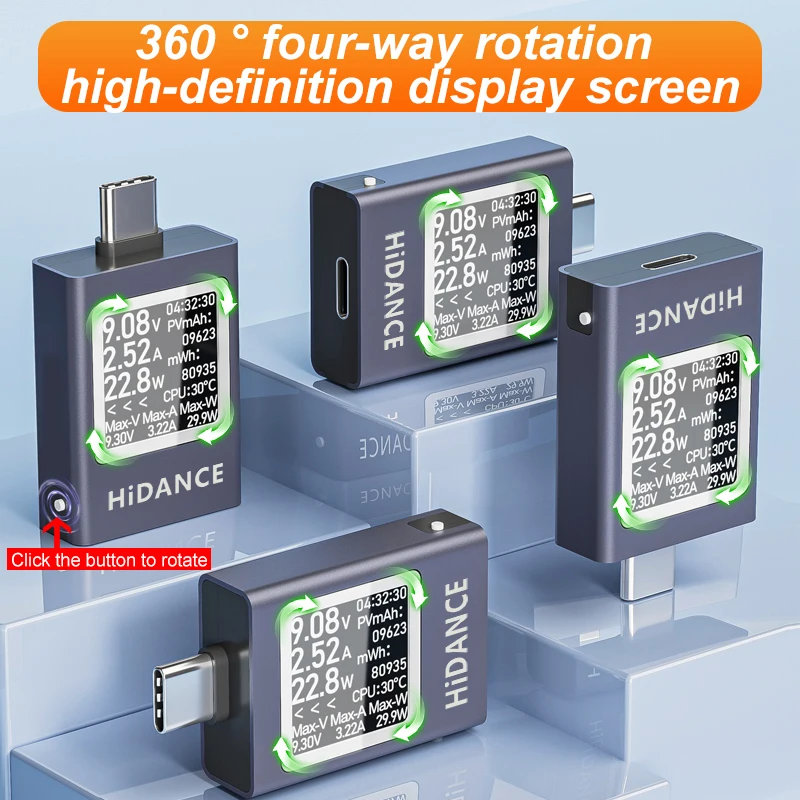 HDC-085C DC 4.5-50V 0-12A pd3. 1 wielofunkcyjny cyfrowy wyświetlacz napięcie prądu stałego amperomierz miernik mocy typu c Tester do szybkiego ładowania telefonu