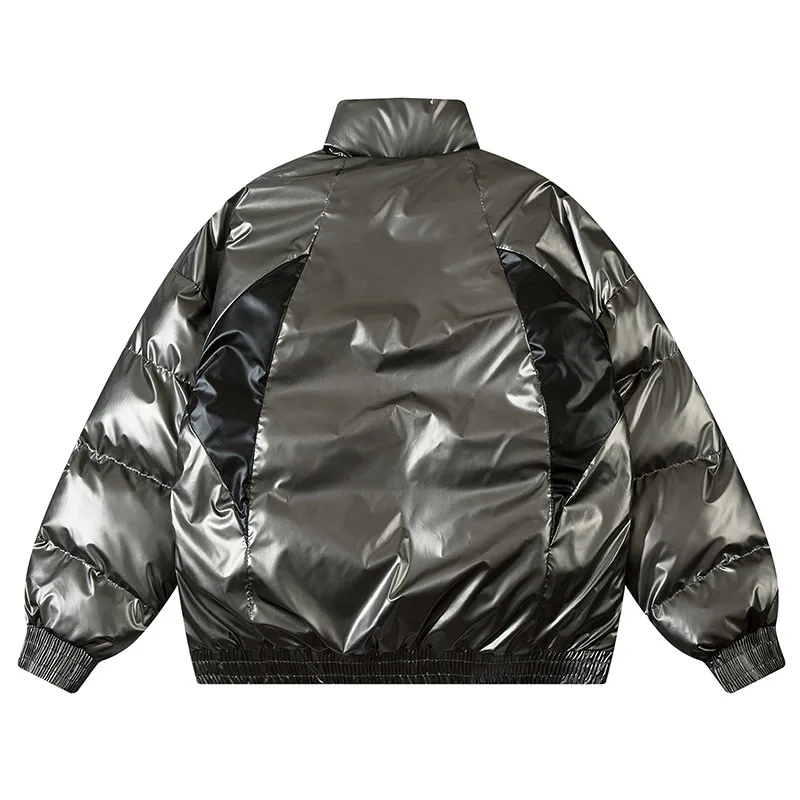 Men Padding Jackets Winter Shiny Metallic Parka Oversized Thick Warm Puffer Coats Hip Hop Streetwear Waterproof Outwear Unisex