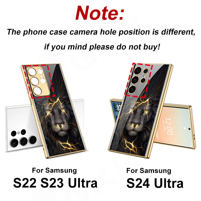 Painted Tempered Glass Case For Samsung Galaxy S24 Ultra Camera Protective Plati