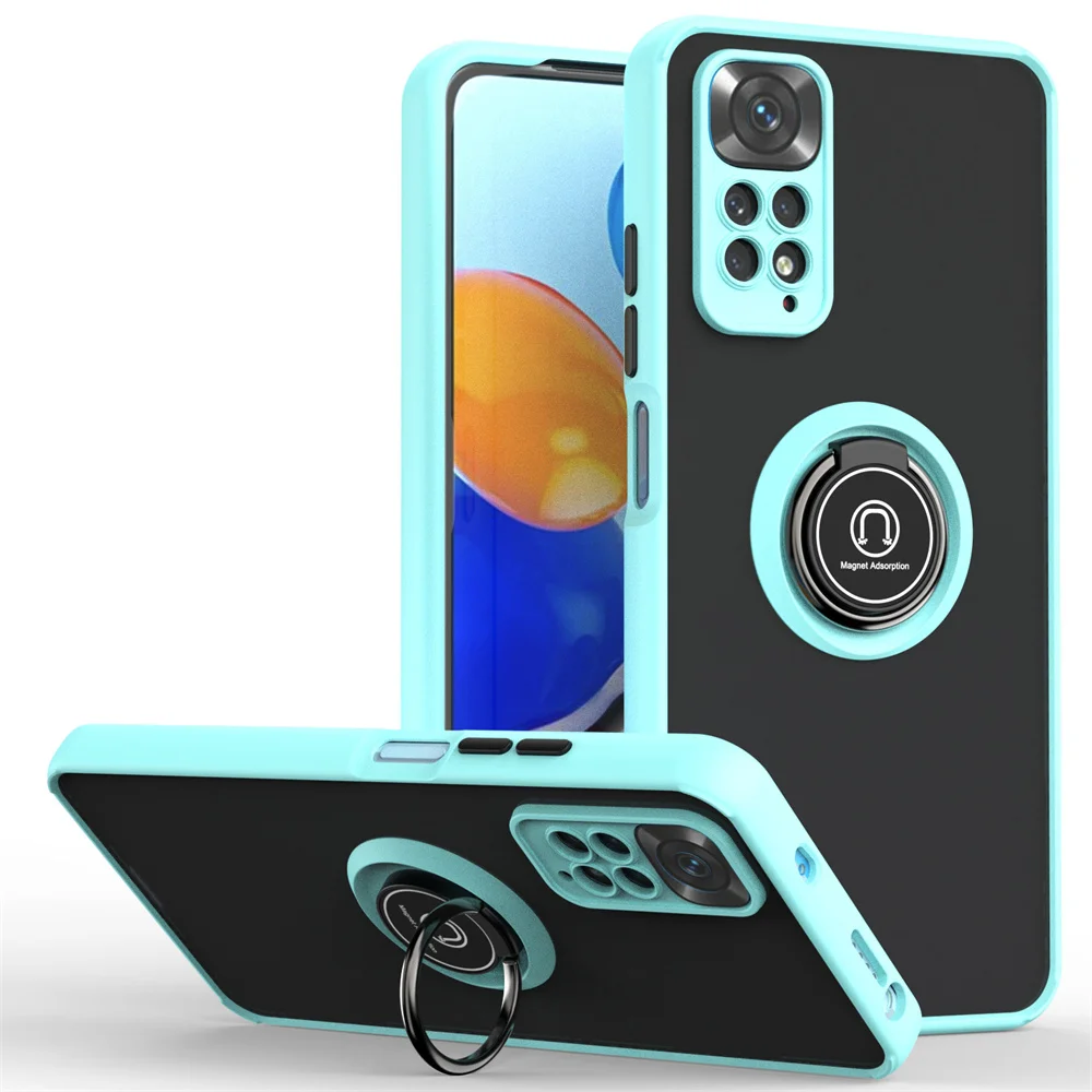 Matte Shockproof Camera Case with Car Magnetic Ring Stand and Cover