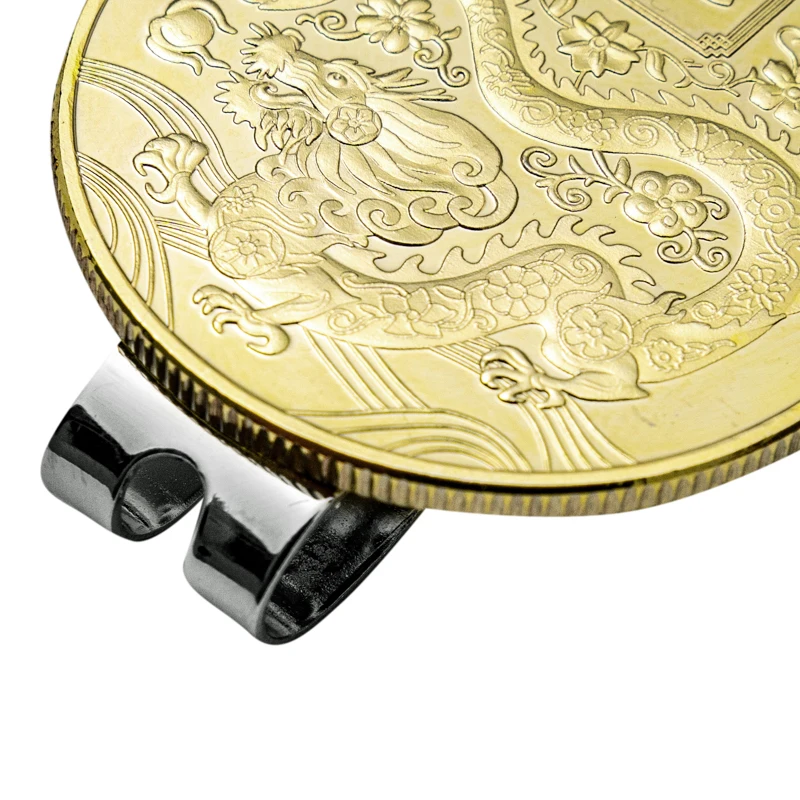 Golf Hat Clip 35mm Golf Ball Marker Golden New Year Dragon Hat Clip Magnet Removable Durable Stylish Golf Supplies Accessories