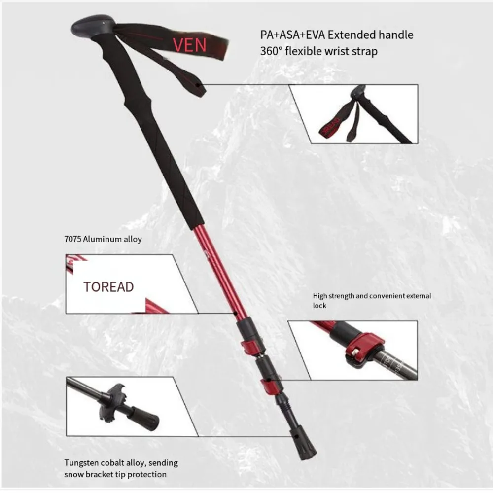 Pathfinder baston de alpinism multifuncțional extensibil pentru bărbați, pentru exterior, pentru femei, asistent de mers pe jos_voghion.com