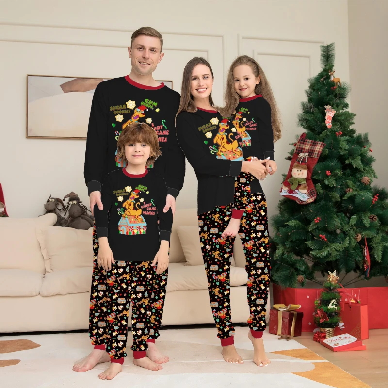 

Matching Family Outfits Christmas Long Sleeve Crew Neck Printed Parent-child Wearing Kids Clothes Girls Christmas Clothing Sets