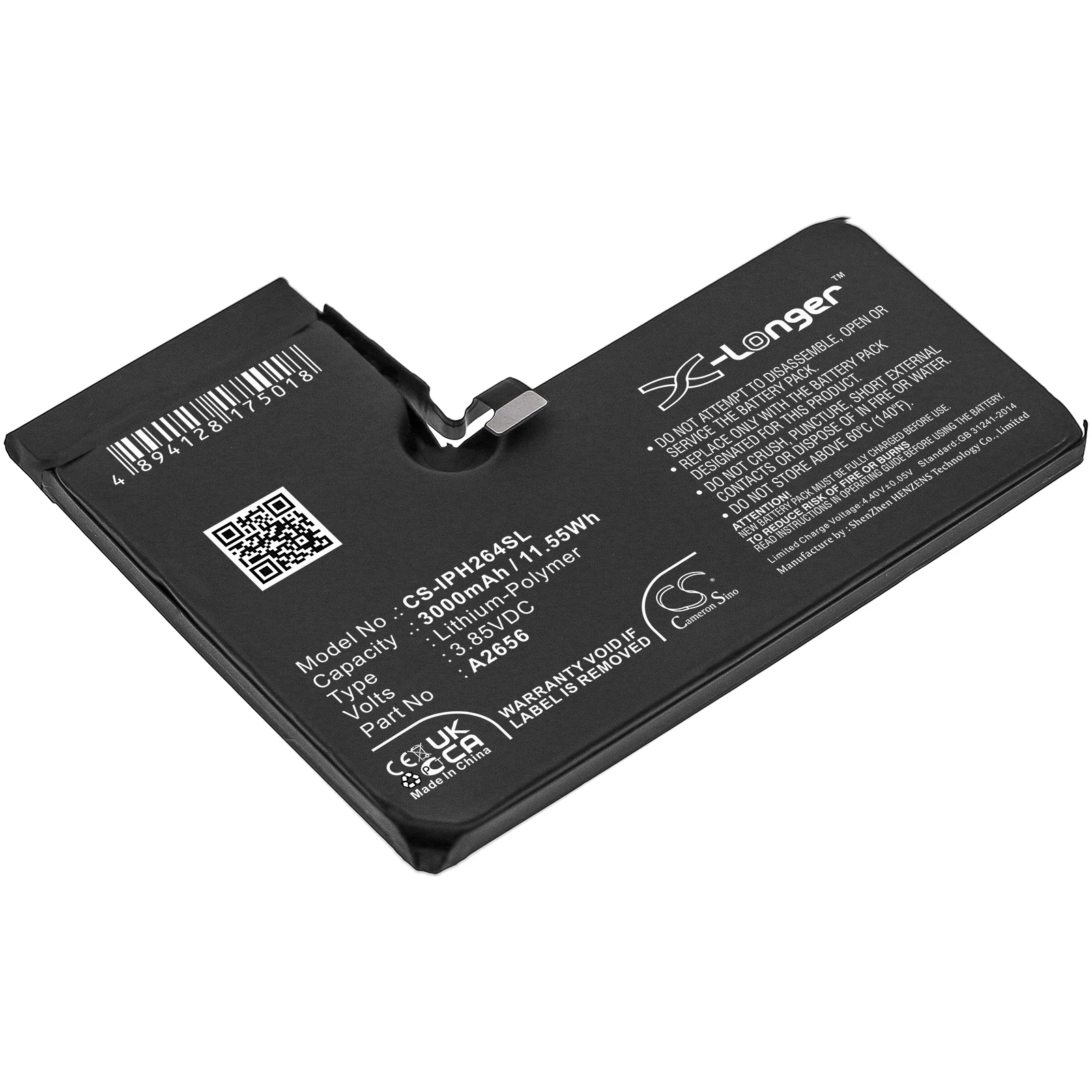 

CS Mobile SmartPhone Battery for Apple iPhone 13 Pro Pro 5G A2640 Fits A2656 3000mAh/11.55Wh Li-Polymer 3.85V