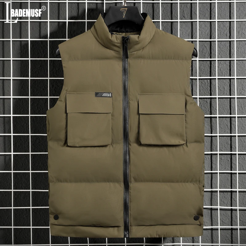 

Men's Winter Brand Down Vest Ultra Light Portable Sleeveless Stand Ollar Down Vest Coat Men Autumn Warm Windproof Down Vest Men