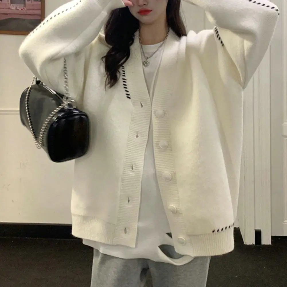

Winter Coat for Women Women Sweater Coat Stylish Women's V-neck Sweater Coat Soft Knitted Cardigan for Autumn Outwear