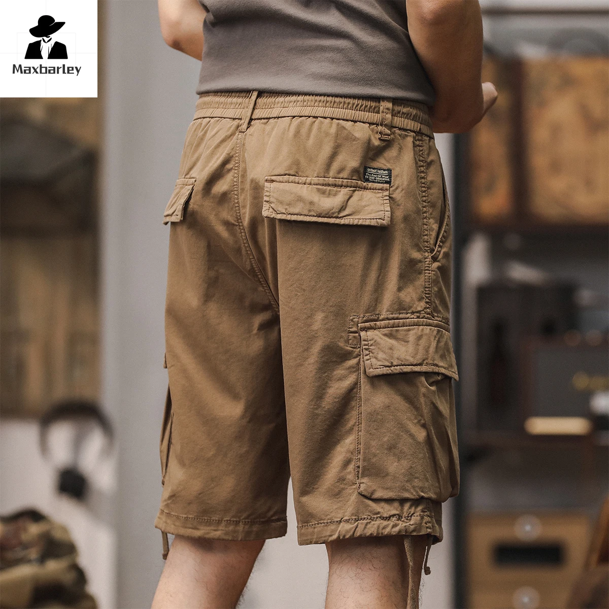 Summer Tactical Cargo Shorts Men's Retro Brown Pure Cotton Multi-Pocket Sweatpants Casual Outdoor Fishing Hunting Shorts Bermuda