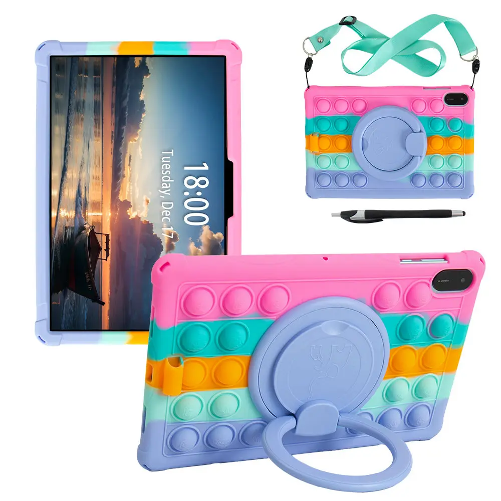 Bubble Pop Rotating Soft Silicone Case - Kids Safe Tablet Stand Cover