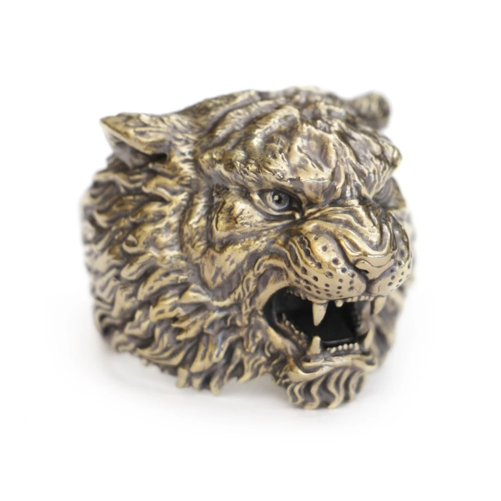 

LINSION Brass Mens Biker Punk Jewelry King Tiger Ring BR396 US Size 7~15