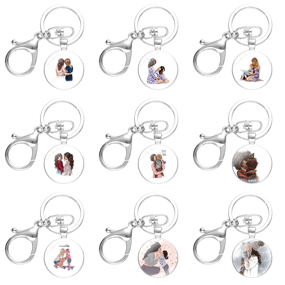 KeychainHandmadeGlassCabochonKeyRingHolderPendantKeyChains