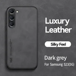 Magnetic Leather Phone Case with Car Holder and Soft Back Cover - Galaxy S23 Ultra (Dark Gery)