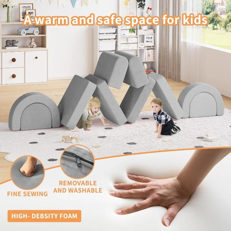 Kids Couch, Modular Kids Play Couch, Fold Out Toddler Couch Building Convertible Kids Floor Sofa and Foam Couch 2