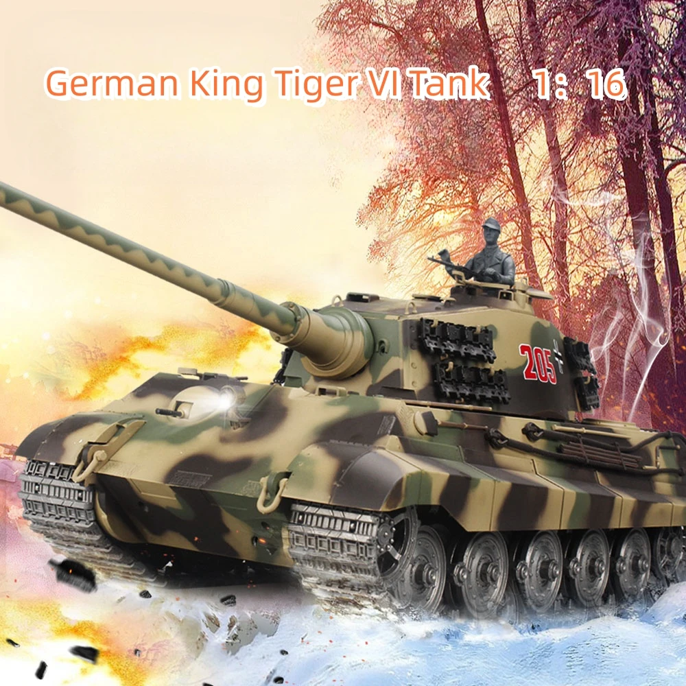 

Henglong 1:16 3888 King Tiger Henschel Tank Remote Control 7.0 Version Simulation Smoke Military Model Toy