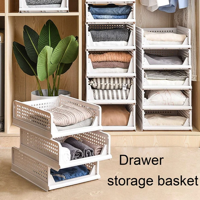 Multi-layer Stackable Cabinet Storage Organizer, Wardrobe Cabinet