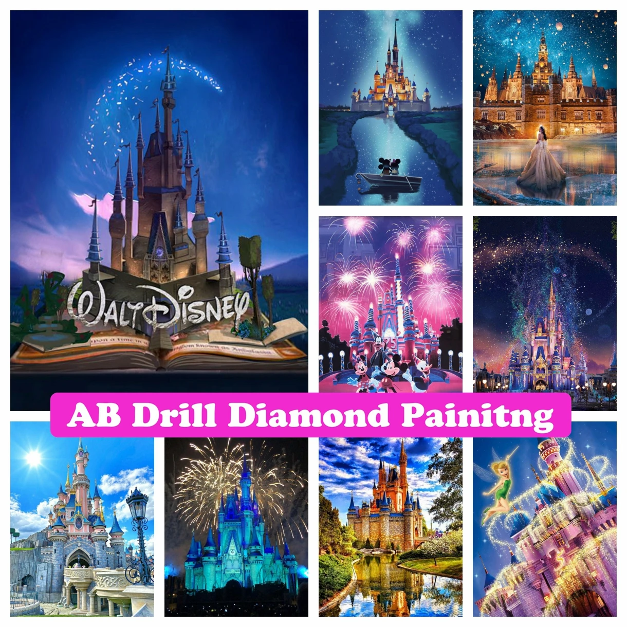 

Disney Castle DIY AB Drill Diamond Painting Mosaic Cartoon Fantasy Landscape Embroidery Cross Stitch Handmade Craft Home Decor