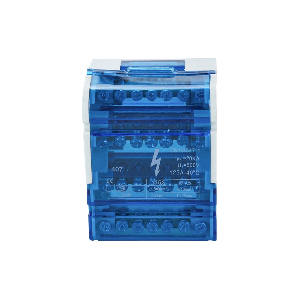 Wire Electrical Connector Din Rail Terminal Block Power Distribution Box 1 Piece WDH407 Screw Junction Modular Universal