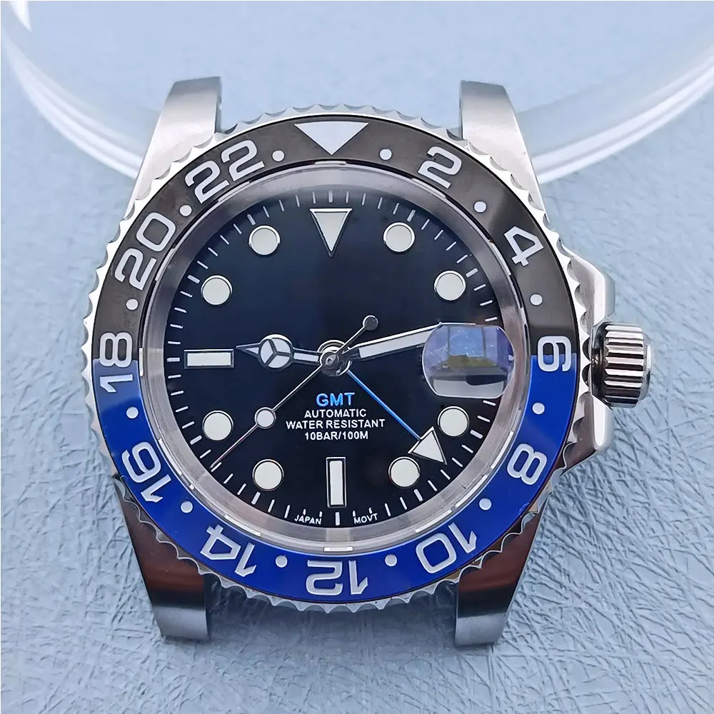 Nh34 Gmt Watch 40mm Case 316l Stainless Steel Sapphire Glass Waterproof ...