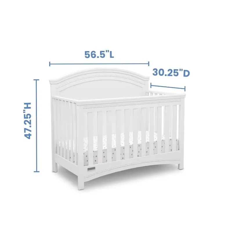 4-in-1 Convertible Baby Crib N More - Greenguard Gold Certified, Bianca White 4