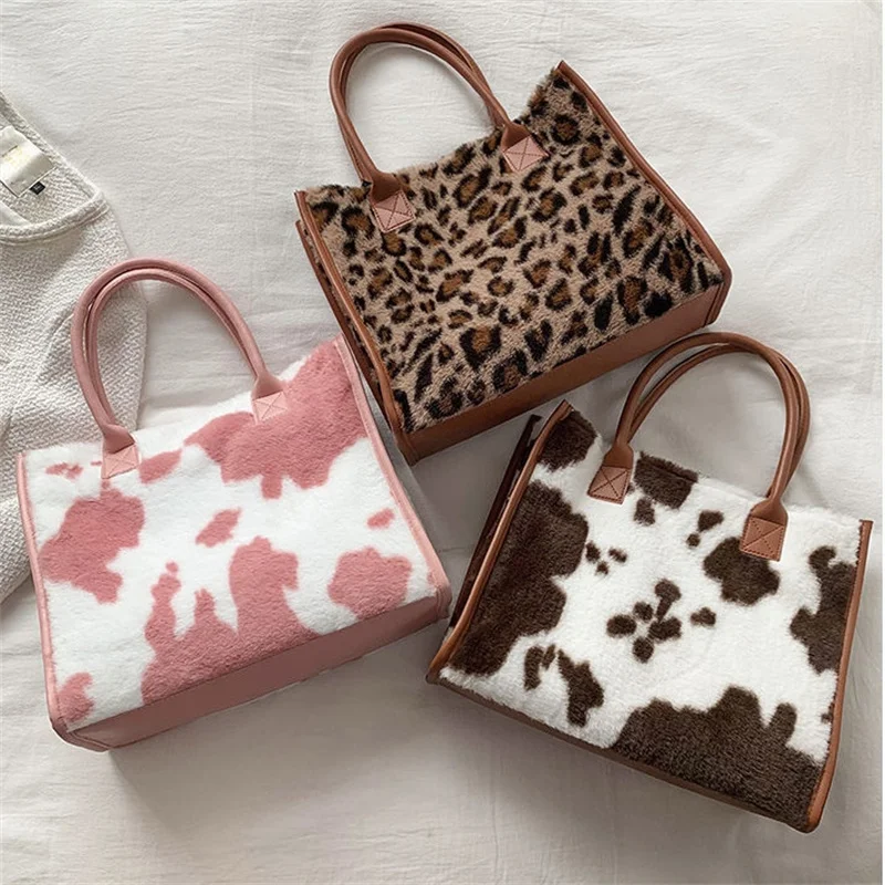 Saashi Trendy Soft Textile Shoulder Bag Large Capacity Leopard Print Retro Crossbody for Women