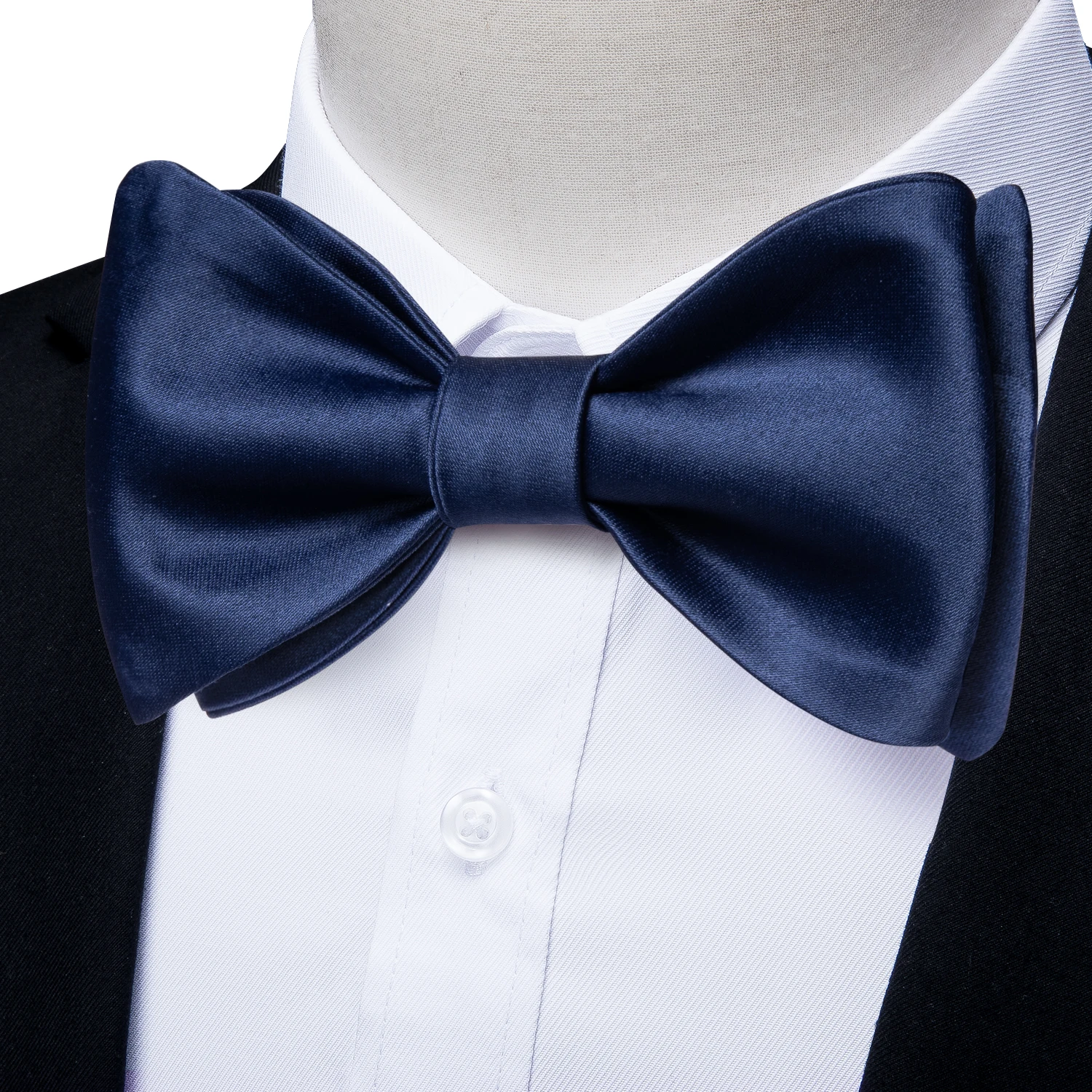 

Retro Silk Blue Self-tie Bowties Luxury Solid Groom Bow ties For Wedding Party Formal Suit Accessory Pocket Square Cufflink Gift