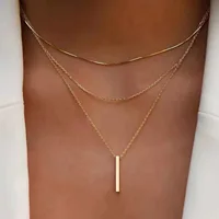 Collier empilable à trois couches en argent Sterling 925 pour femmes, pendentif à bande Simple, étanche, hypoallergénique, chaîne de clavicule, bijoux 1