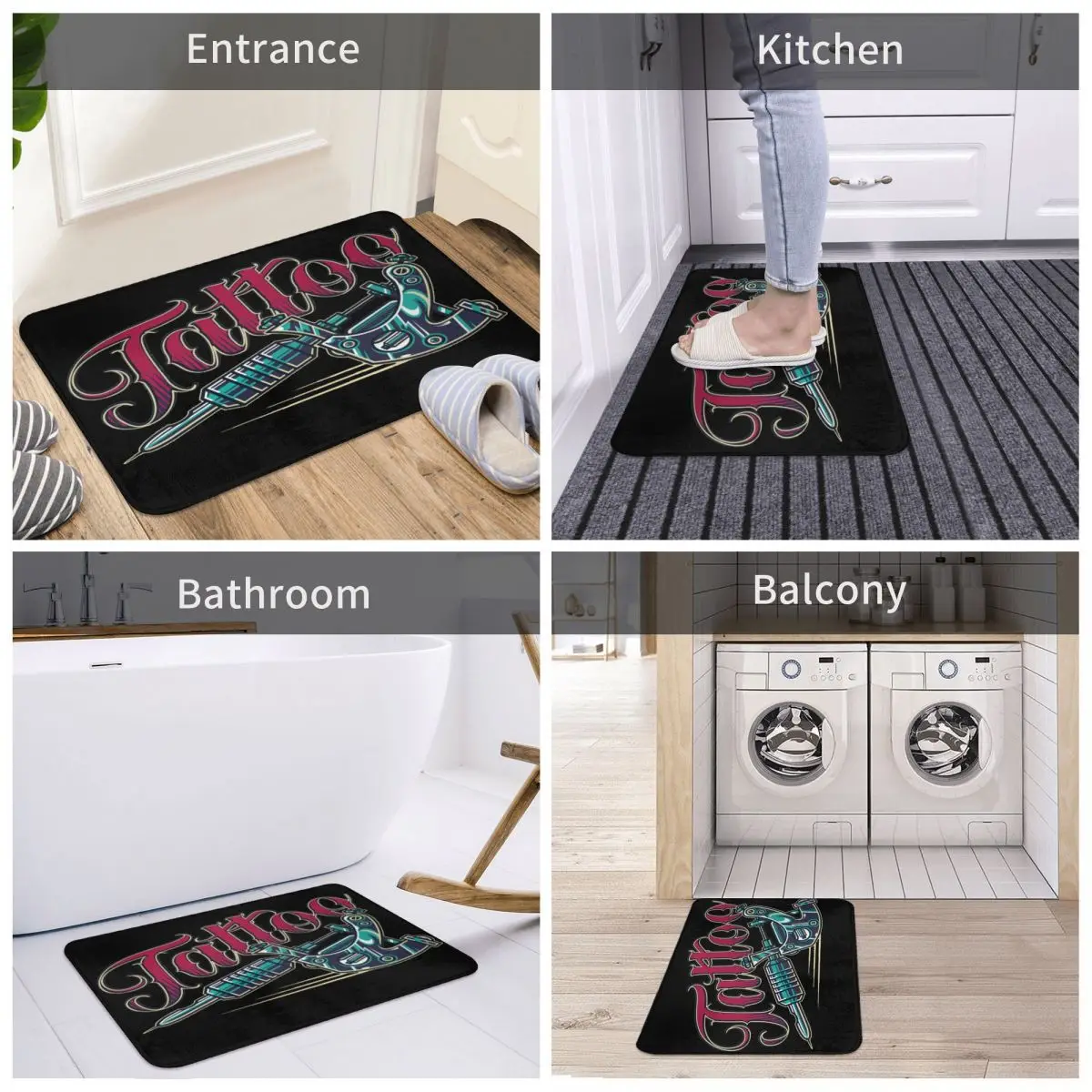 Tattoo Maschine Carpet, Polyester Floor Mats Modern Practical Gifts Festivle Gifts Mats Customizable