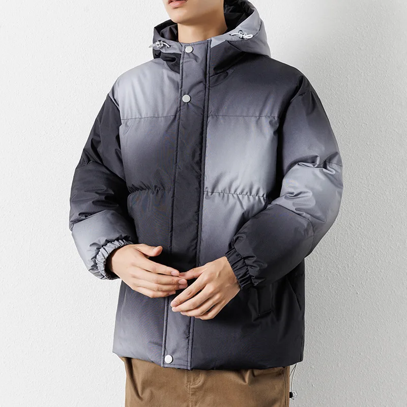 high quality winter hooded jacket and coat for men big size zipper quilted padding new 2023 causal outerwear clothing black blue