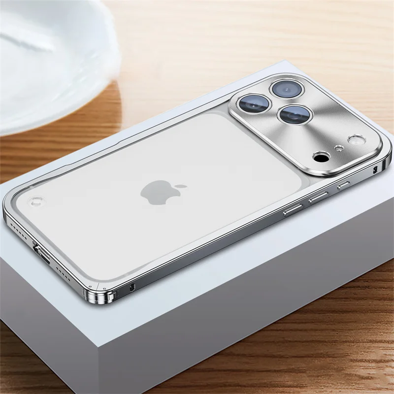 Für iPhone 17, 16, 15, 14, 13, 12, 11, Pro Max Plus, galvanisierter Metallrahmen, halbtransparente Handyhülle, stoßfeste Schutzhülle
