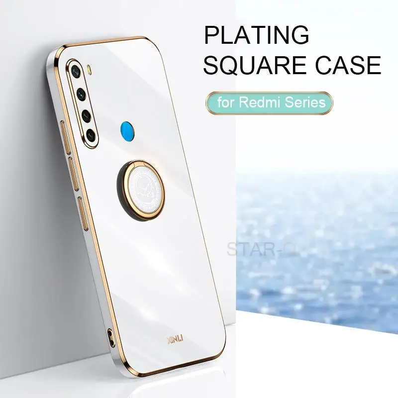 Luxury Soft Silicone Phone Case with Plating Finger Ring Holder and Stand