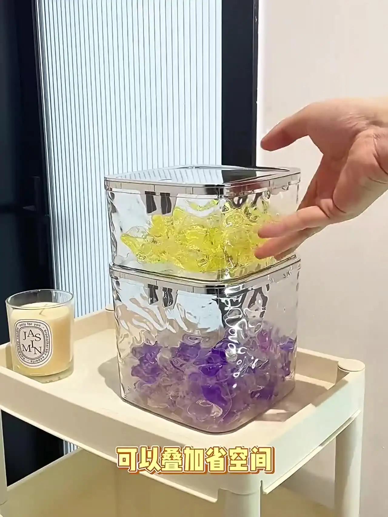 Boîte De Rangement Transparente Pour Capsules De Lessive - Avec Couvercle, 18x10x10 Cm | Organisation Buanderie, Rose