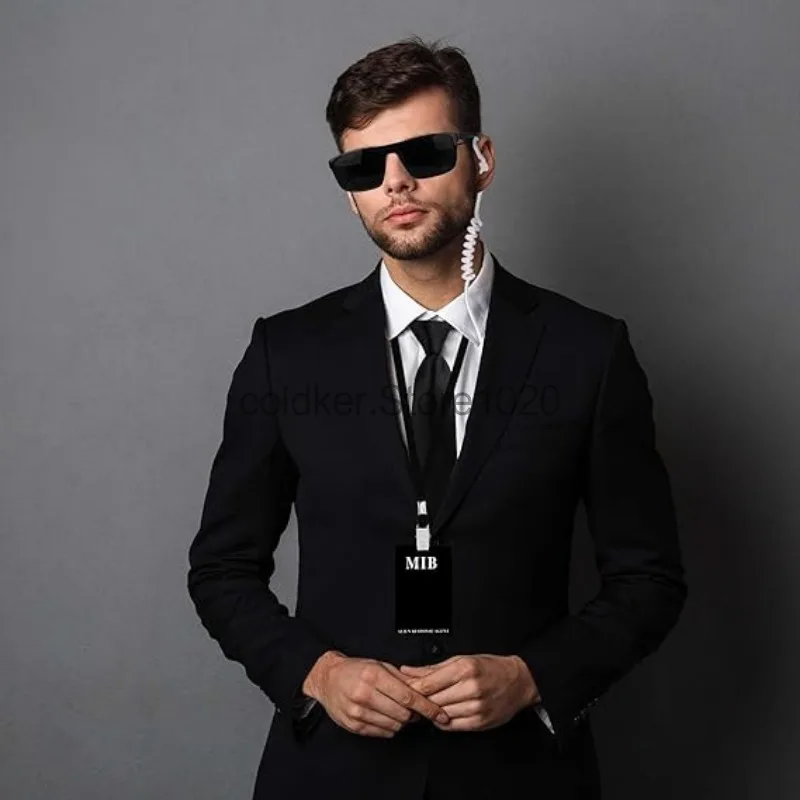 Agente Costume Accessori 5 Pcs accessori per costume da agente con occhiali da sole neri, cravatta, carte d'identità e porta carte, costume da cosplay, man in black costume per adulti e bambini