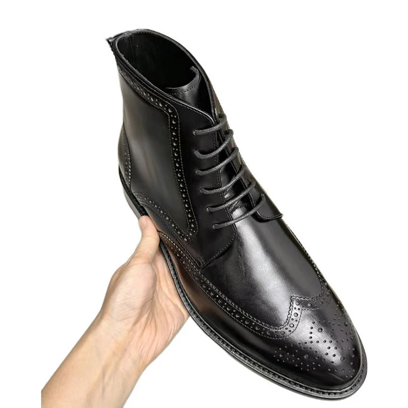 Italian Calfskin Brogue Dress Shoes For Men, Business Casual, Daily Wear, Genuine Leather Sole, British Style, Cozy Slip-On