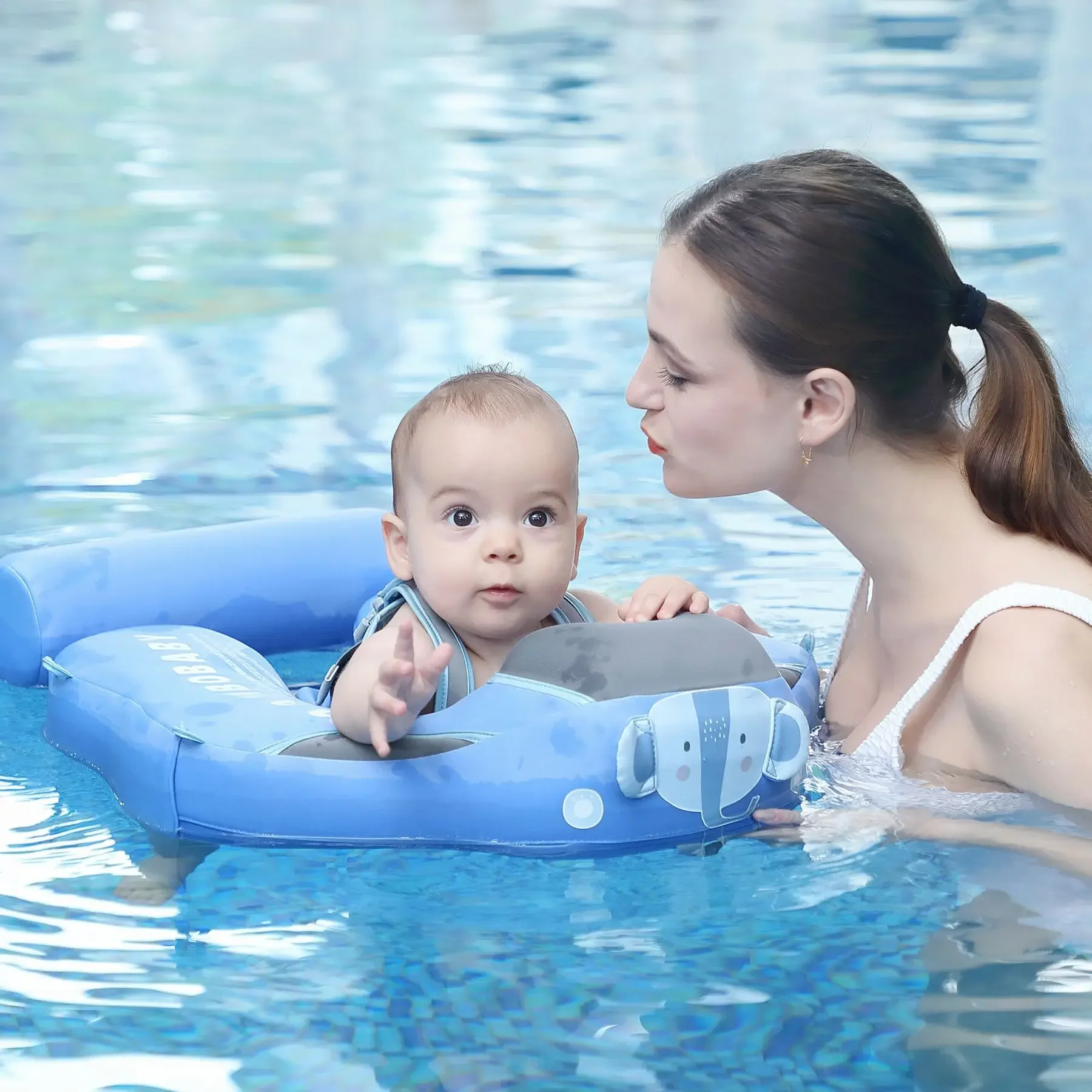 Baby Buoy Lying Swimming Ring with Canopy Solid Liner Kid Pool Natation Ring Non-inflatable Buoy Swimming Pool Accessories Toys 3