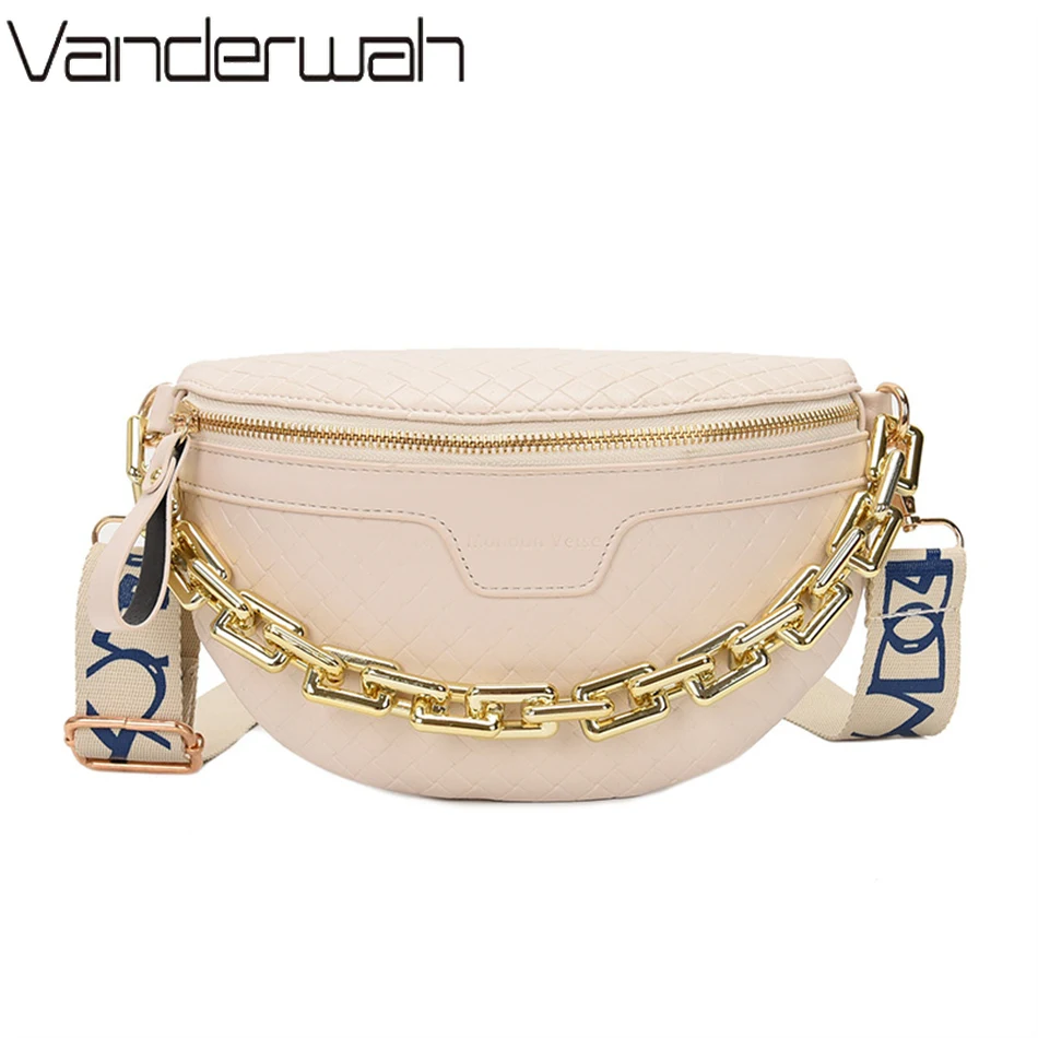 Fashion Women Chain Handbags With Wide Strap Luxury Designer Female Chest Bags  Waist Packs Ladies Shoulder Messenger Fanny Pack - Chest Bags - AliExpress