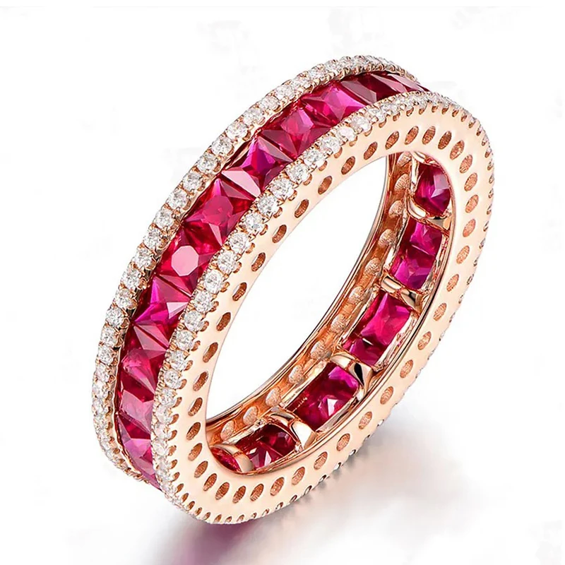 Ruby Sapphire Spinel Ring For Women Clear Red Blue Zircon Vintage Round Rings S925 Silver Wedding Bands Fine Jewelry silver rings silver ring wedding rings gemstone ring