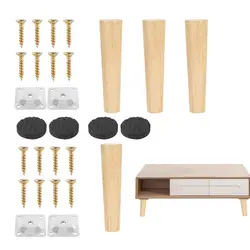 4Pcs Solid Wood Furniture Legs Height 8/15/20cm Inclined Cone Sofa Bed Chair and Cabinet Table Replacement Feet Sloping Foot