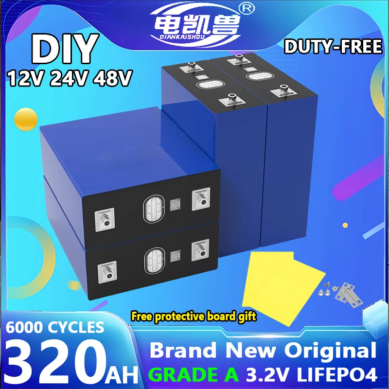 

NEW 3.2V 320Ah Lifepo4 Battery Lithium Iron Phosphate Cell 4s 8s 12v 24v Travel Solar RV Campers batteries Grade A Tax Free