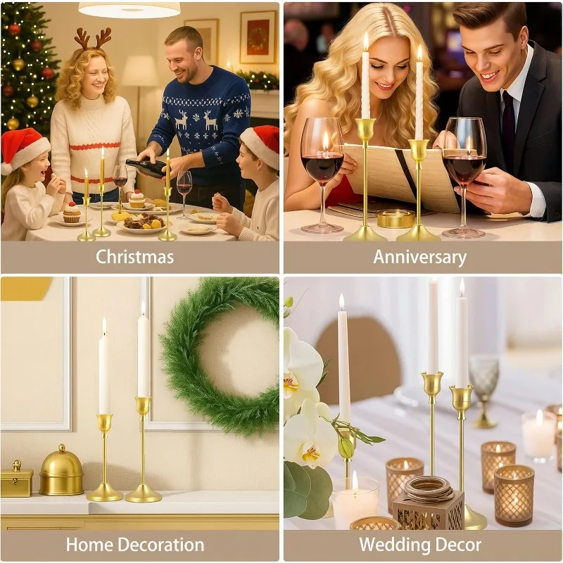 Candlestick Three Piece Set Copper Metal Cone Candlestick Retro Decoration Home Dining Table Centerpiece Wedding Gift Ornament