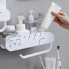Kawaii Cat Bathroom Shelf Organizer, Punch-Free Storage Rack with Hooks, Shampoo Shower Storage Rack, Bathroom Storage Accessory 4