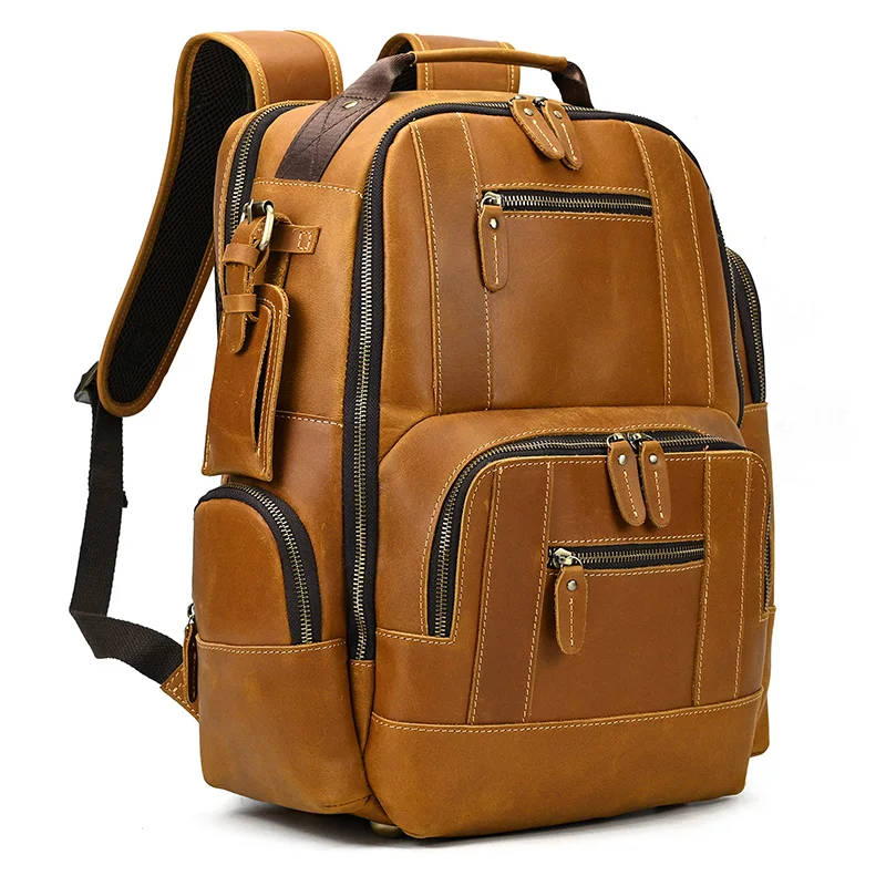 Feito à mão moda mochila de couro para o homem masculino marca luxo 14 ...
