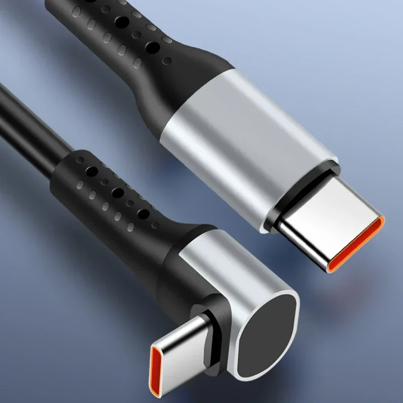 High-Power 90-Degree Spring USB-C Fast Charging Cable - 66W 6A