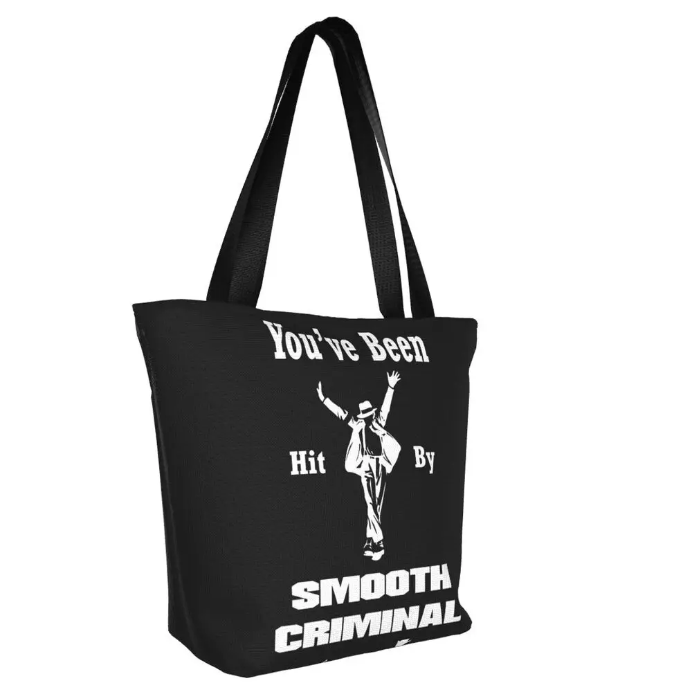 Vintage MJ Smooth Criminal Michael Jackson Shopping Tote Bag Canvas Large Capacity Shoulder Bags Shopper Grocery Handbag Women